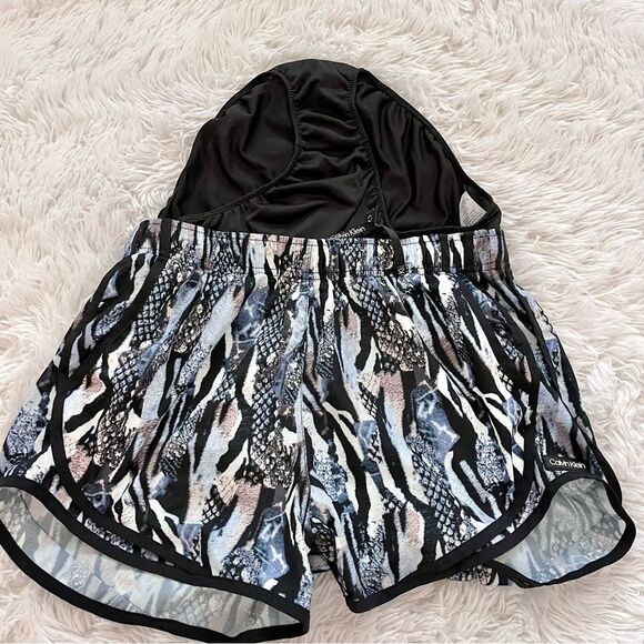 Calvin Klein running shorts athletic black blue snake print drawstring medium - Picture 4 of 6